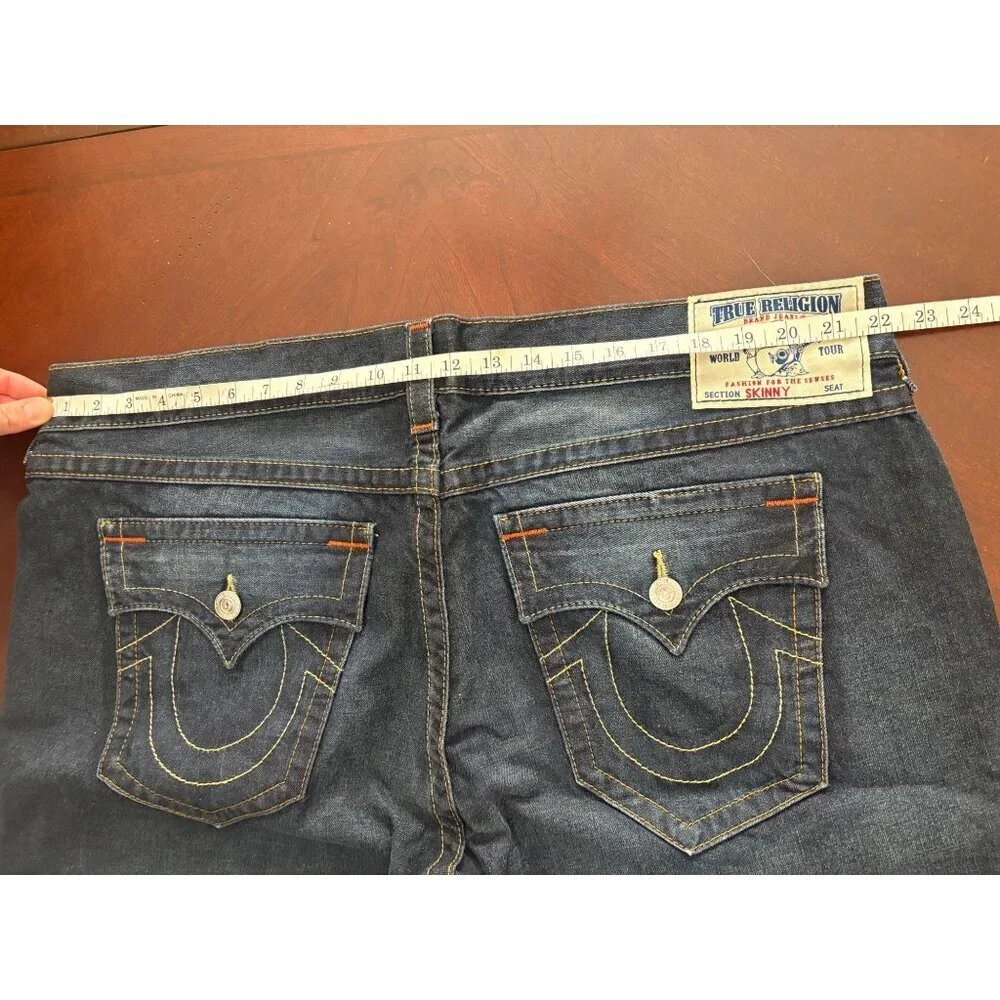 True Religion Men’s Dark Wash Skinny Jeans with Flap Pockets Size 44 x 33
